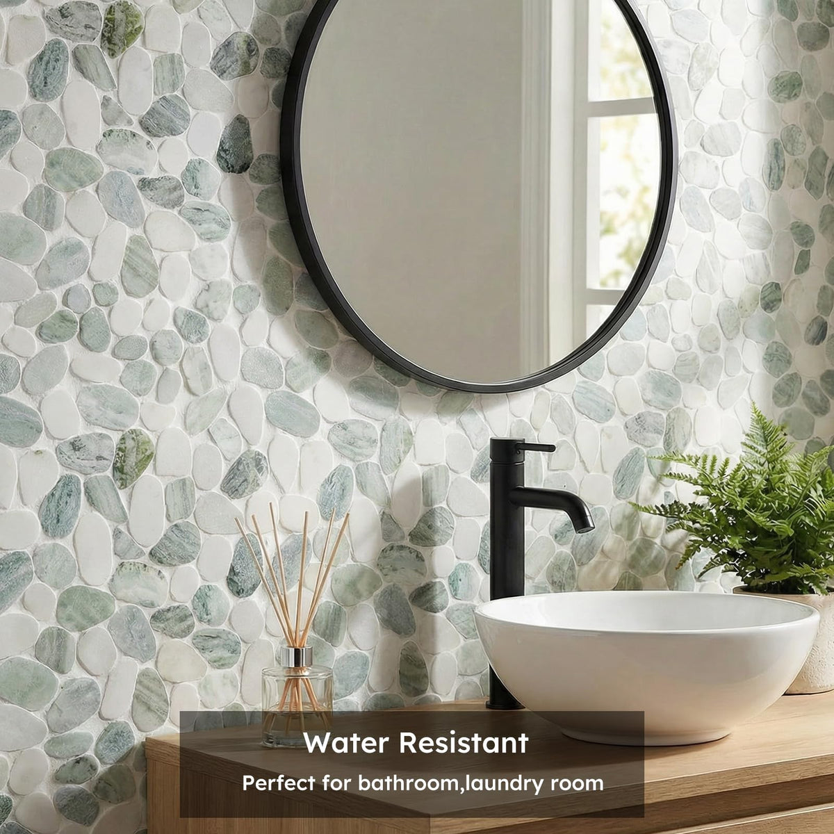 Stone for Shower Floor, Emerald Green Oval, 4 Sheets