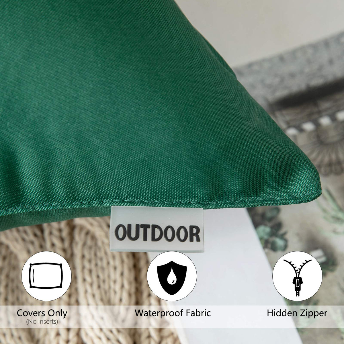 Decorative Outdoor Christmas Pillow Covers 18x18 Army Green