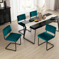 Modern Luxury Velvet Dining Room Chairs Set of 4, Teal Upholstered Kitchen Chairs, Heavy Duty Contemporary Armless