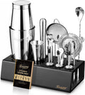 Boston Shaker Set Mixology Bartender Kit | Premium Cocktail Shaker Kit with Stand Professional Home Bar Tools - Set of 15