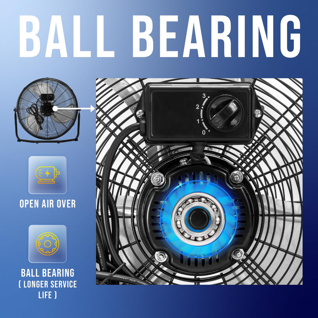 20 Inch High Velocity Metal Floor Fan, 3-Speed Powerful Cooling for Industrial, Commercial, and Home Spaces