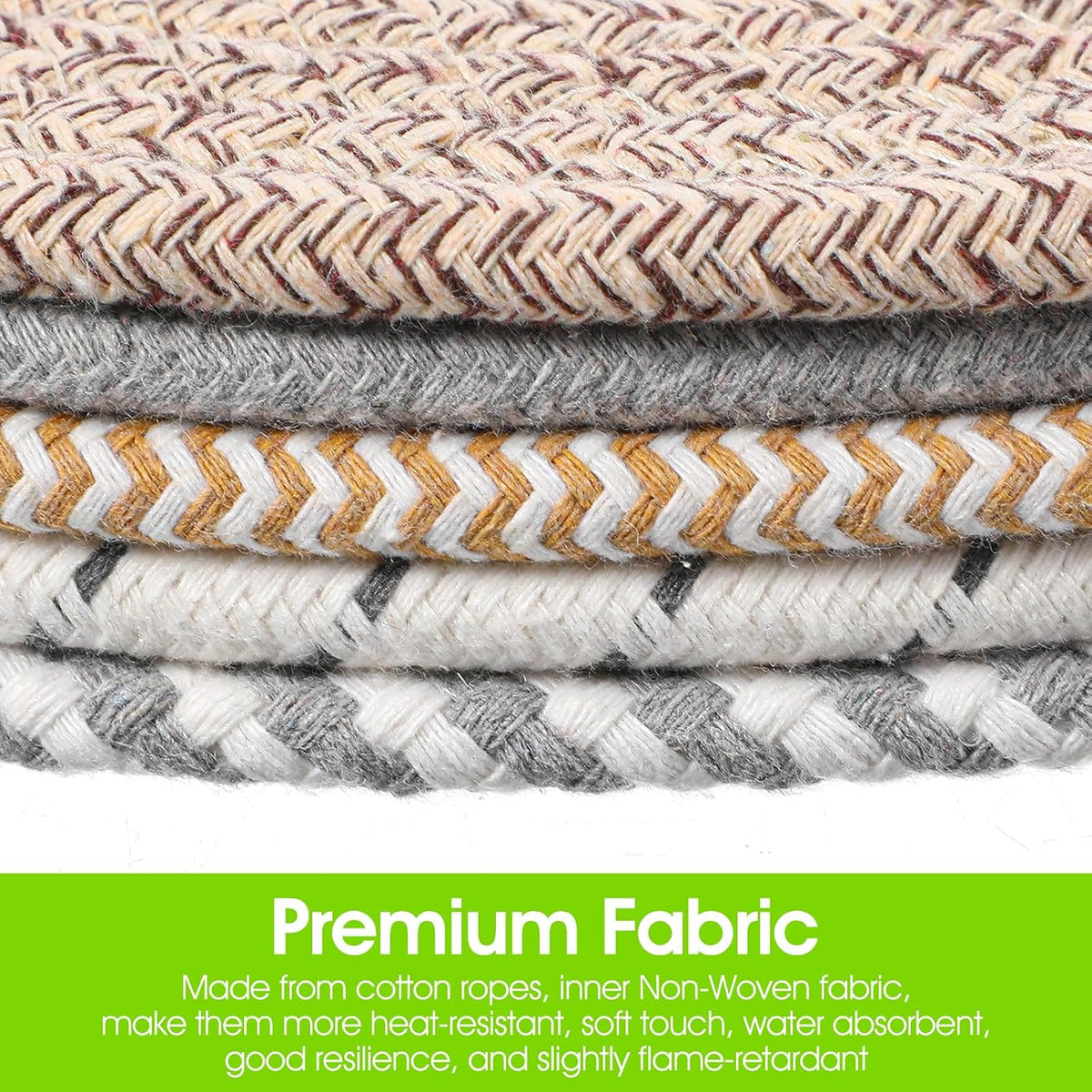 Inch Trivets for Hot Dishes, Extra Large Thick Heat Resistant Hot Pads, Cotton Pot Holders for Countertop - Set of 5