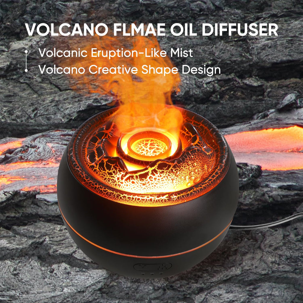 Essential Oil Diffuser, Volcano Fire Flame Aromatherapy Diffuser, 360ml Ultrasonic Cool Mist Humidifier, Scent Aroma