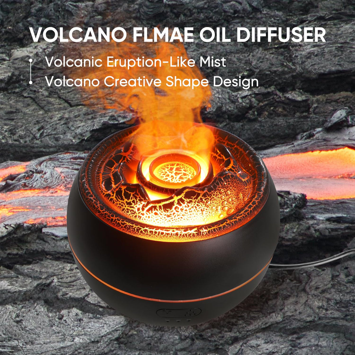 Essential Oil Diffuser, Volcano Fire Flame Aromatherapy Diffuser, 360ml Ultrasonic Cool Mist Humidifier, Scent Aroma