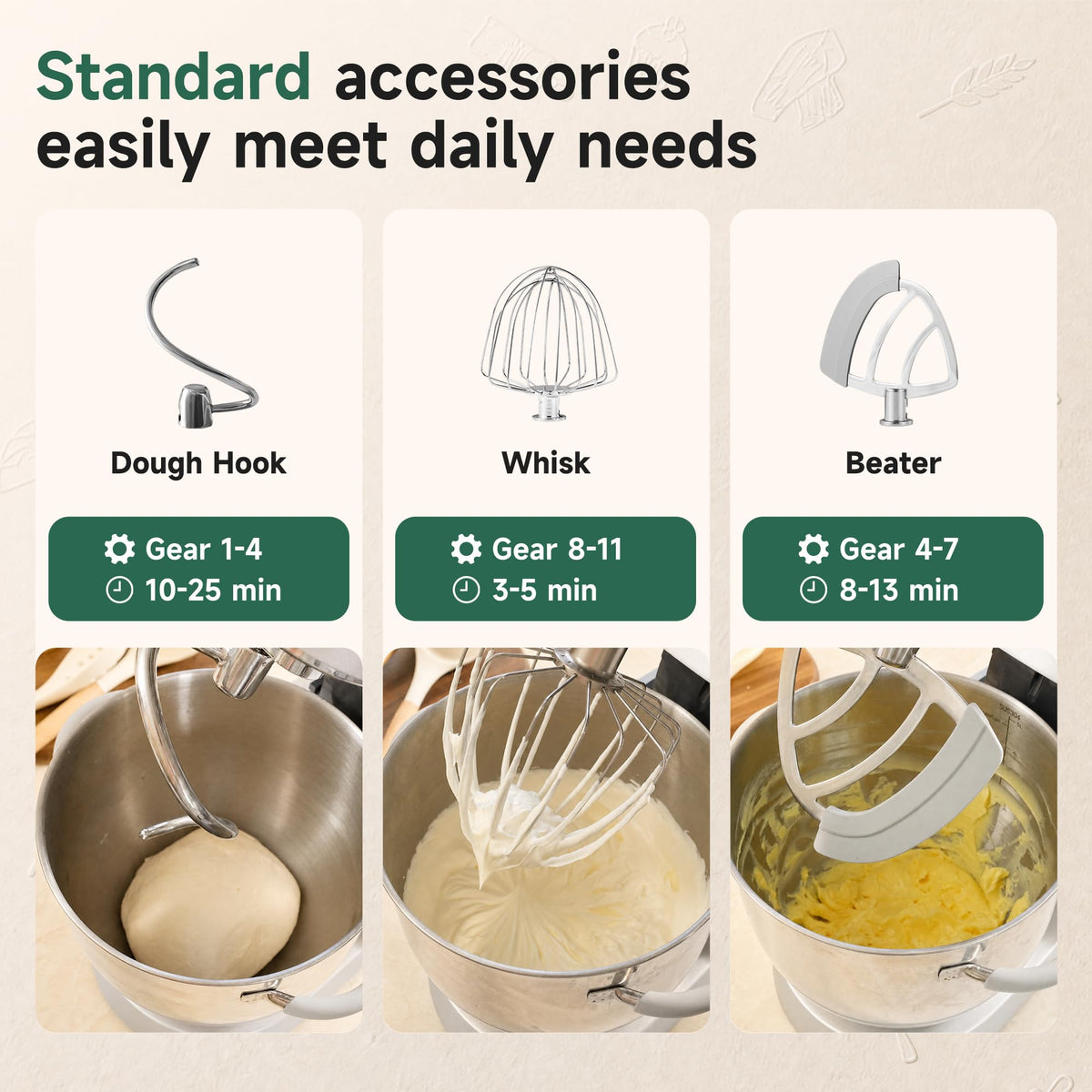 5.3QT Stand Mixer, LED Touch Screen, Quiet Operation, 11-Speed