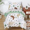Toddler Bedding Set, Toddler Bed Comforter Sets for Girls, Toddler Bed Set, Forest Bear Printed