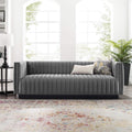 Conjure Channel Tufted Upholstered Performance Sofa in Gray