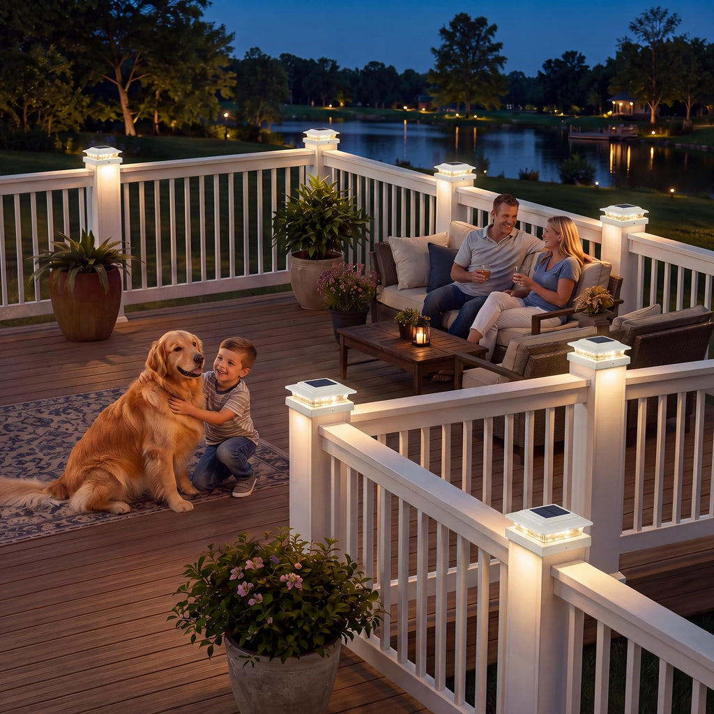 4x4 Solar Post Cap Lights Outdoor 12Pack- 3 Color Temperatures&2 Level Brightness, IP65 Waterproof, 16 LED Fence Deck
