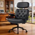 Mid Century Modern Home Office Desk Chair, Ergonomic Big and Tall, High Back Executive Leather Extra Wide, Computer