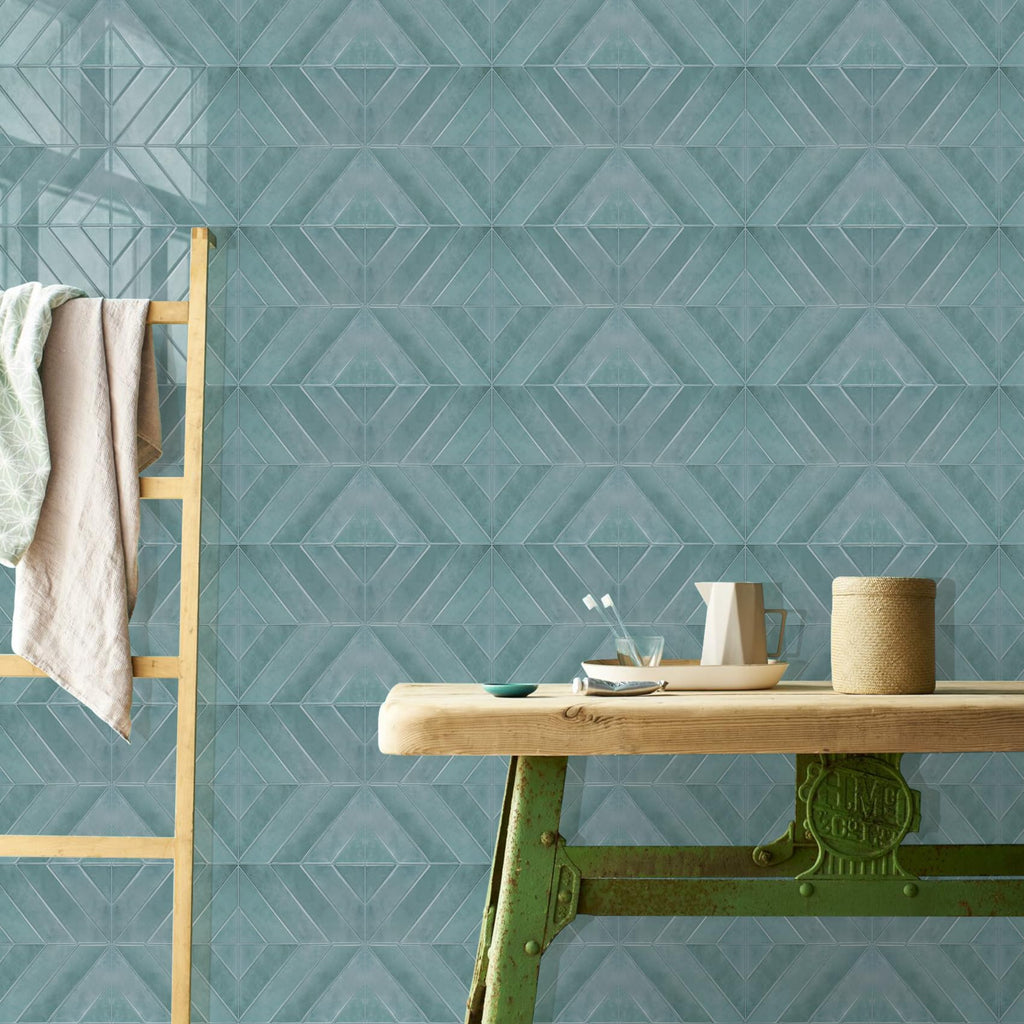 Herringbone Peel and Stick Backsplash, Blue Teal, 10 Sheets