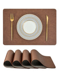 Reversible Faux Leather Placemats Set of 4, 12x17 Inch, Heat Resistant Waterproof Non-Slip Table Mats for Dining