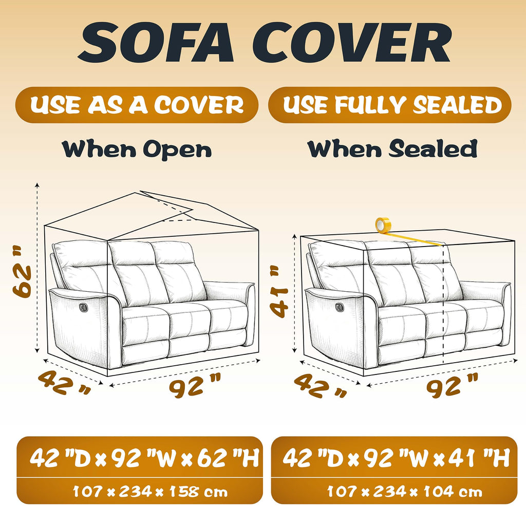 Clear Plastic Moving Sofa Couch Furniture Storage Covers
