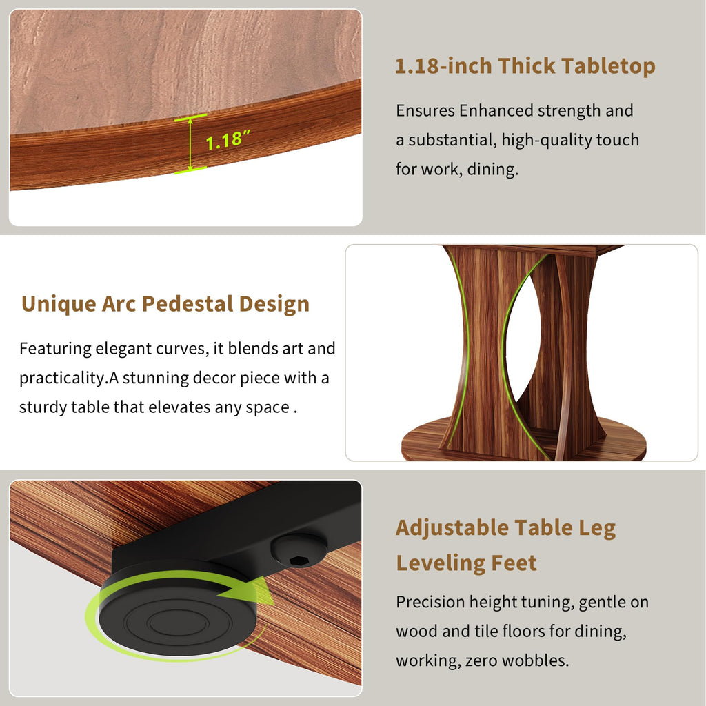 Inspired Saarinen Style 43"-59" Extendable Dining Table, Round Kitchen Table with Modern Arcs Pedestal, Oval Dinner Table with Removable