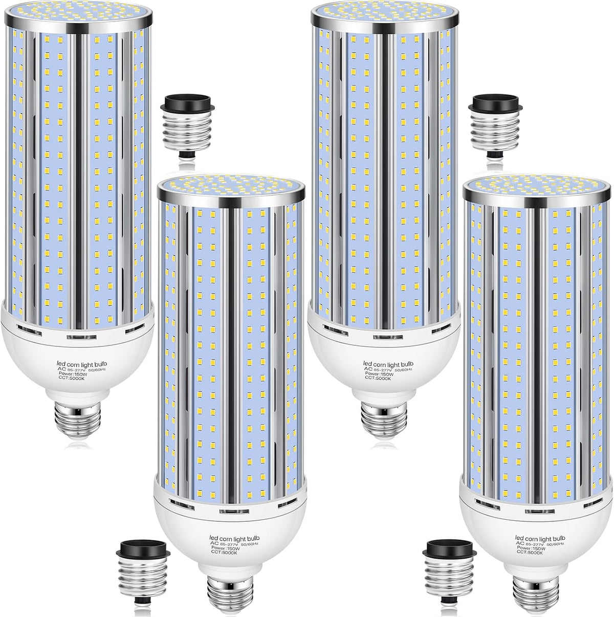 4 Pack 150W Corn LED Light Bulb,Fanless 5000K Daylight(1500 Watt Equivalent) E26/E39 Large Mogul Base LED Cob Lamp