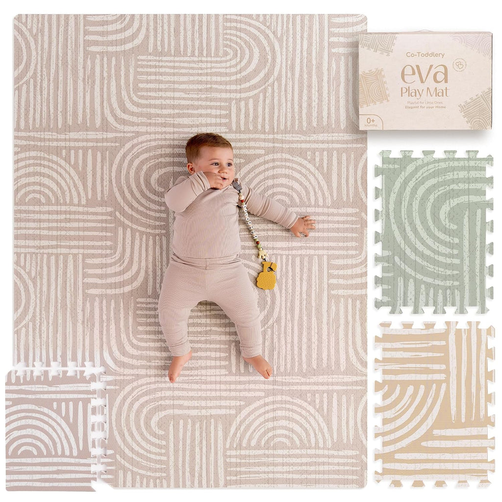 Play Mat - Premium Foam Playmat for Babies & Toddlers, 67" x 48", Neutral Modern Look, Easy-Clean & Non-Toxic