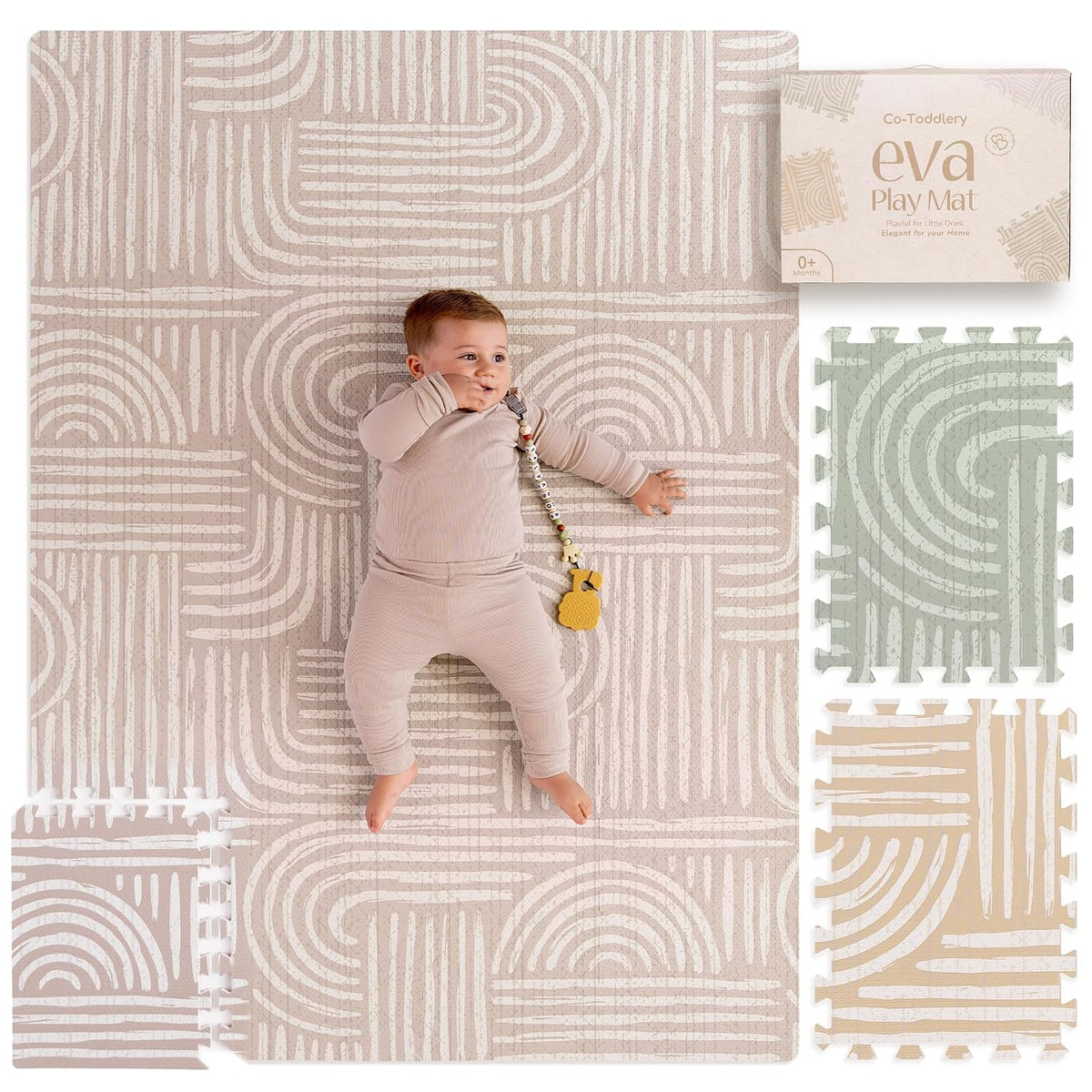 Play Mat - Premium Foam Playmat for Babies & Toddlers, 67" x 48", Neutral Modern Look, Easy-Clean & Non-Toxic