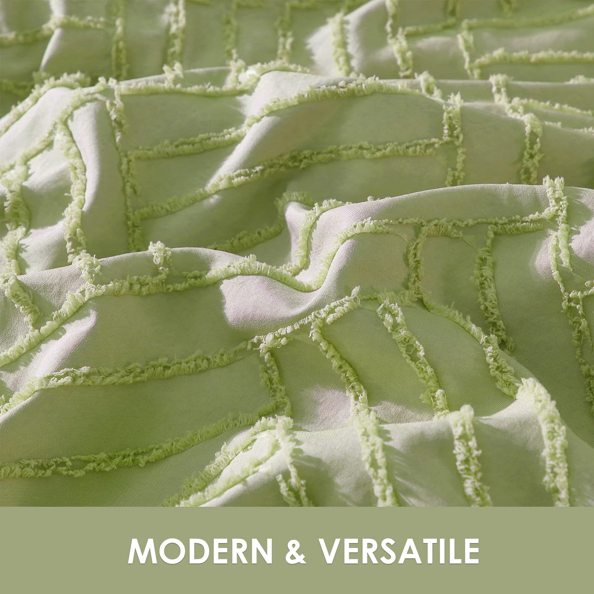 Home Comforter Set Leaf Green, 2 Pieces Clipped Jacquard Comforter Set