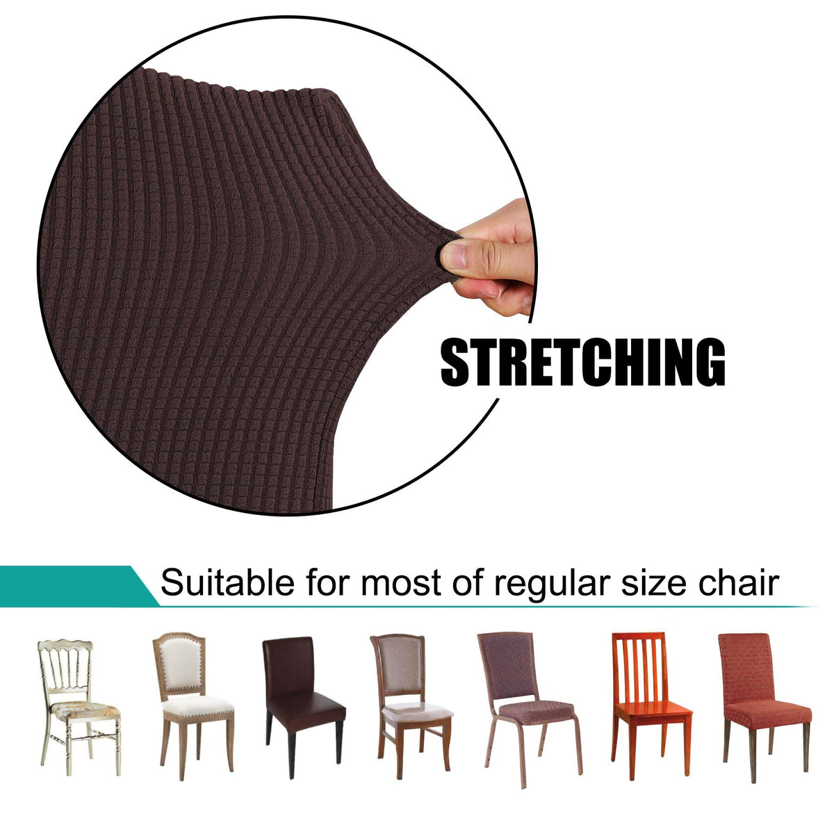 Dining Room Chair Covers, Stretch Parsons Chair Slipcover Set of 6 Washable Kitchen Dining Chair Cover Removable