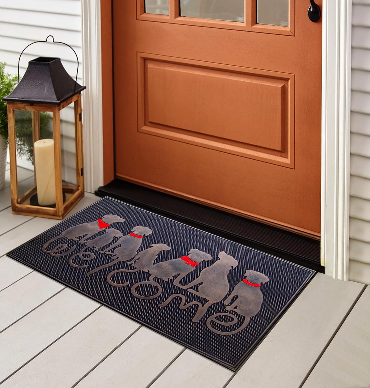 Rubber Welcome Doormat Indoor Entrance, Non-Slip Backing Front Door Mat for High Traffic Area Use, Fun Designed