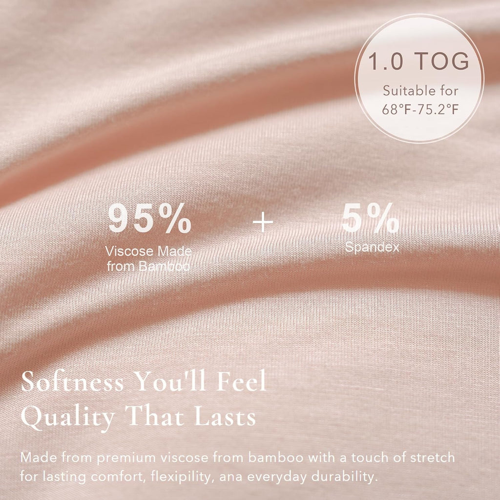 Rayon Made from Bamboo Baby Sleep Sack, 1.0 TOG Quilted Baby Wearable Blanket with Way Zipper, Sleeping Bag