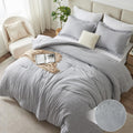 Comforter Set, Heathered Light Grey, 3 Pieces Bedding Sets