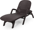 Blanche Outdoor Faux Wicker Chaise Lounge, Dark Brown