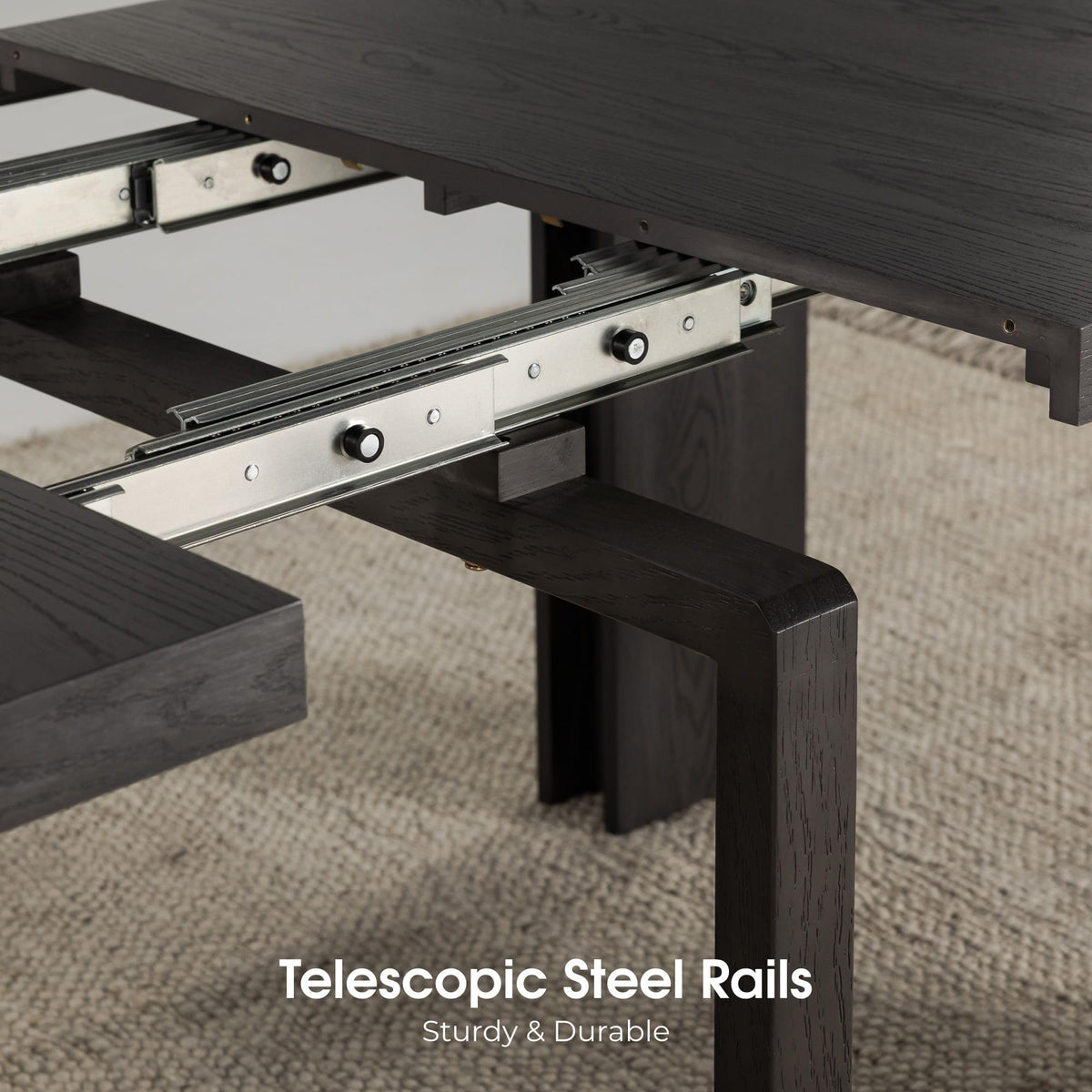 Solid Wood Extendable Dining Table, Black