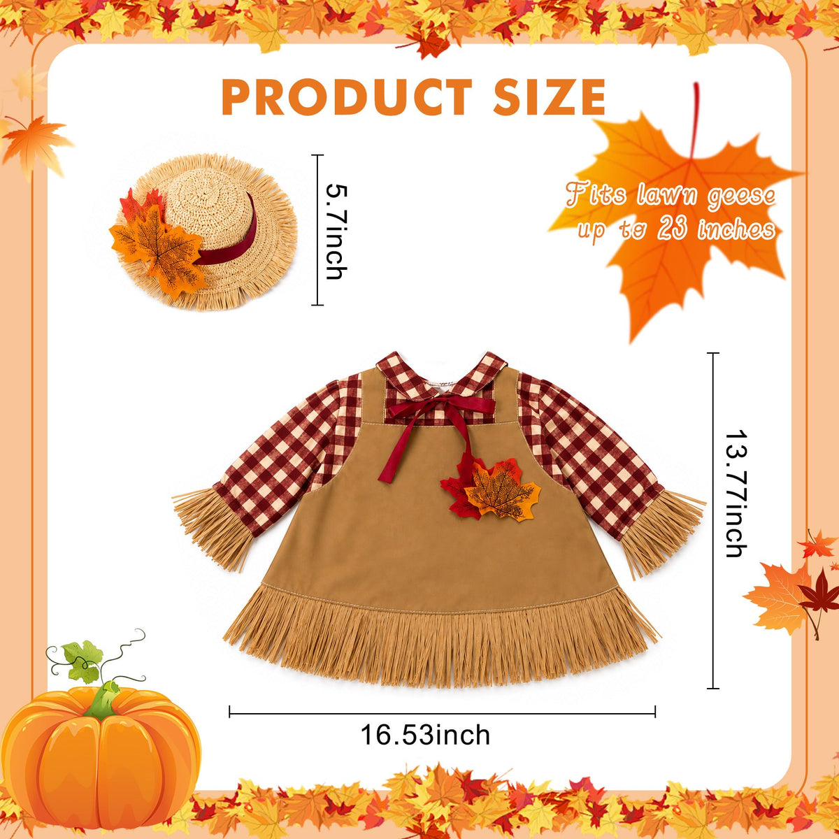 Scarecrow Fall Porch Goose Outfits for 23" Cement Goose Set