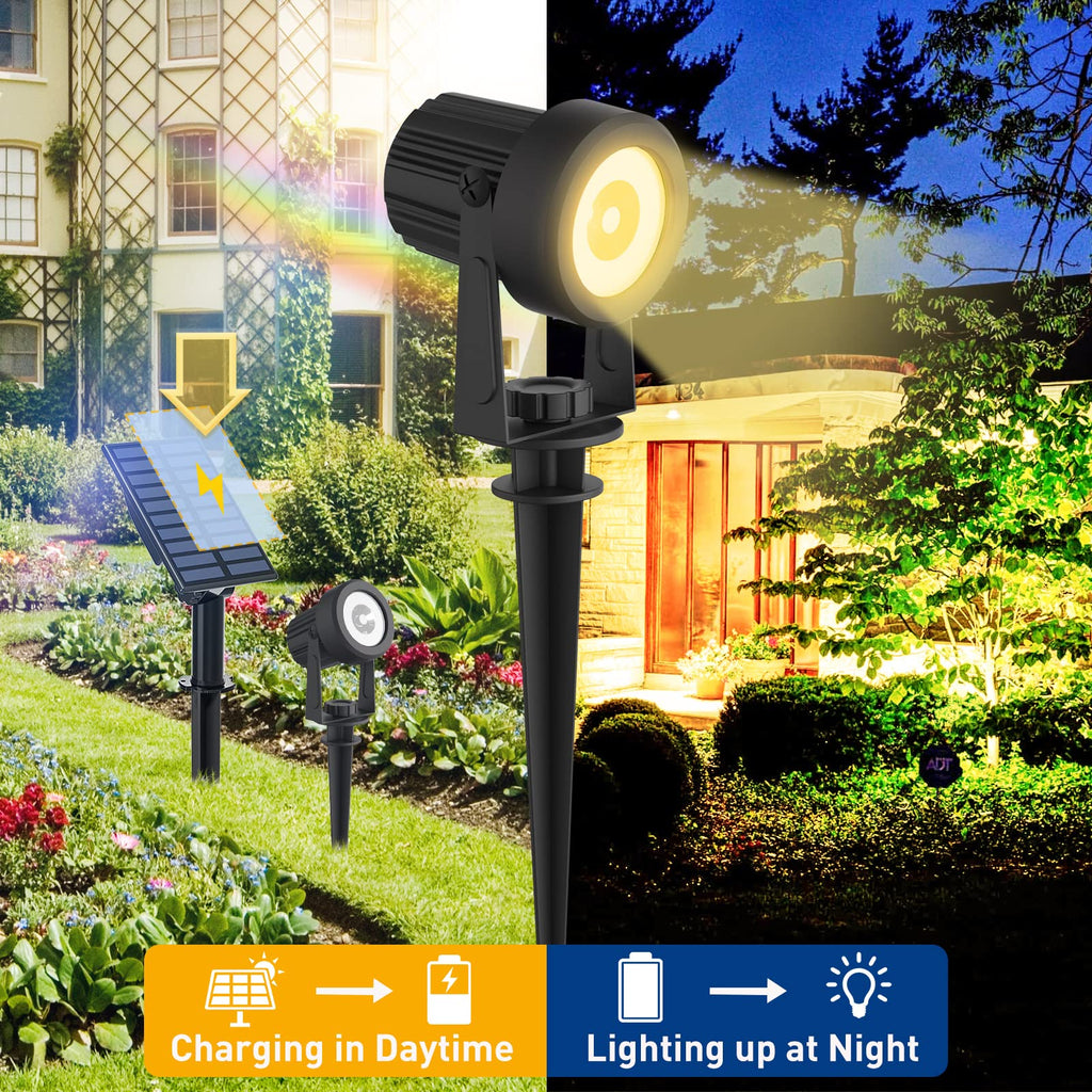 Solar Landscape Spotlights 2-Pack Warm White 3000K Outdoor Garden