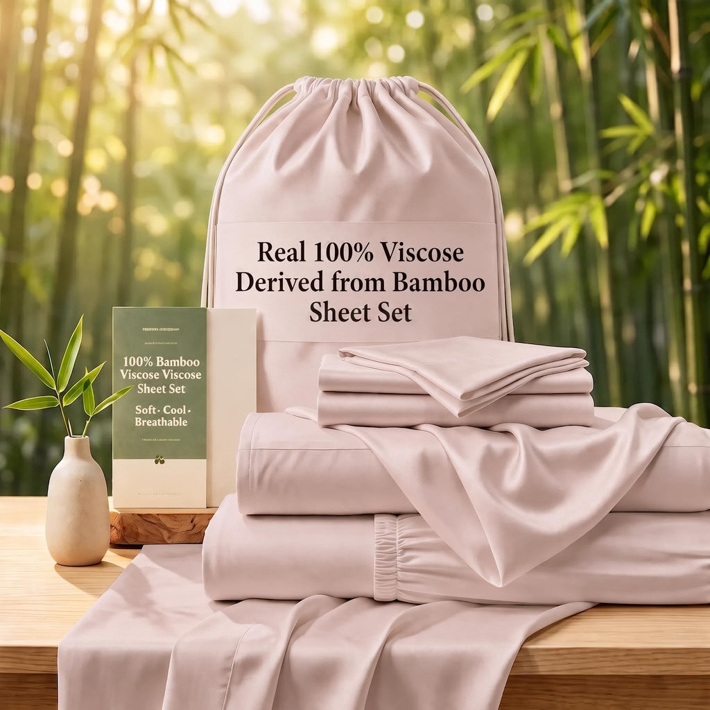 Real 100% Viscose Derived from Bamboo Sheets Set, Cooling & Silky Soft for Hot Sleeper, Breathable &