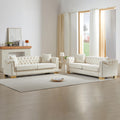 Modern Chesterfield Sectional Sofa, 3+3 Seater Combination Sofa with Rolled Arms, Button Tufted Back, Gold Studs - &