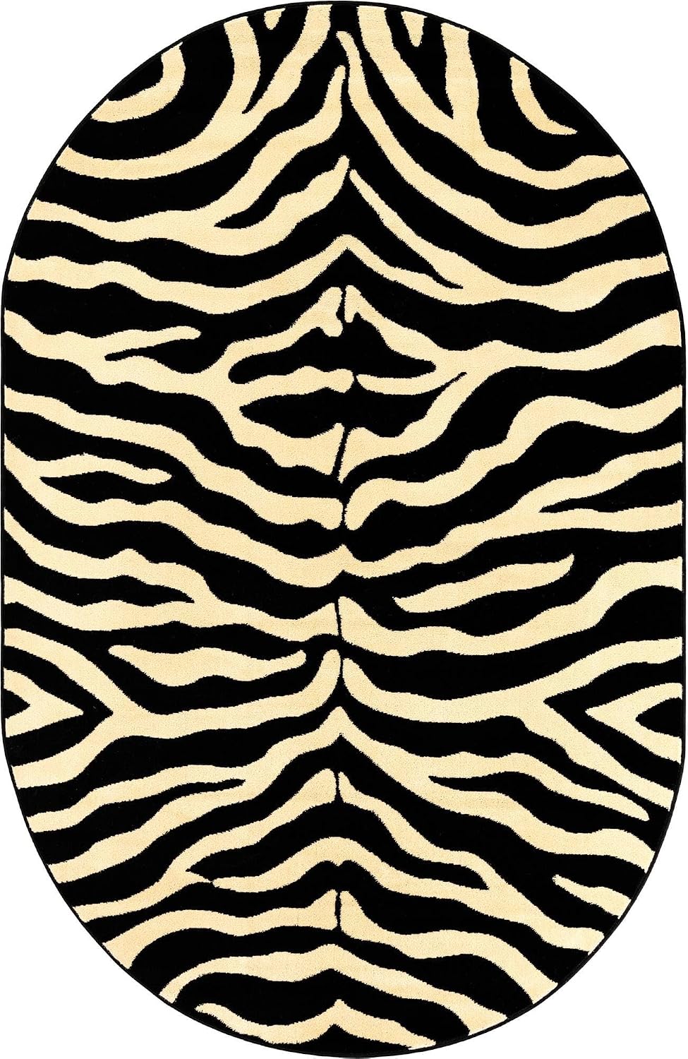 Savannah Rug - 5' Oval Black Easy-Clean Rug Modern Zebra Print s and Bedrooms