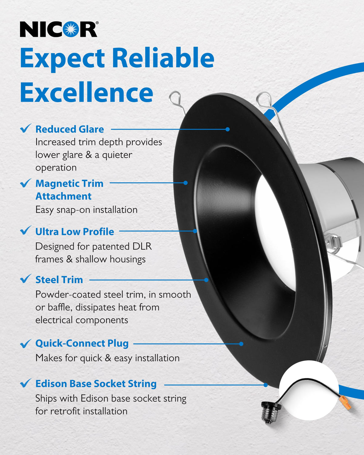 Recessed Ceiling Lights LED Downlight - Dimmable 5/6 inch LED Recessed Light Fixtures - Selectable CCT