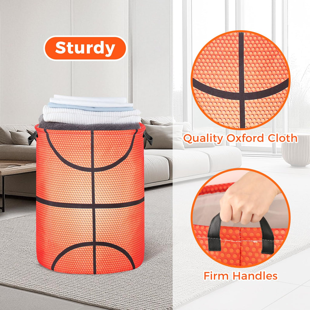 Basketball Laundry Basket for Boys Room Decor, Kids Nursery Hamper Gift Bedroom Sports Room Accessories, Teens Stuff