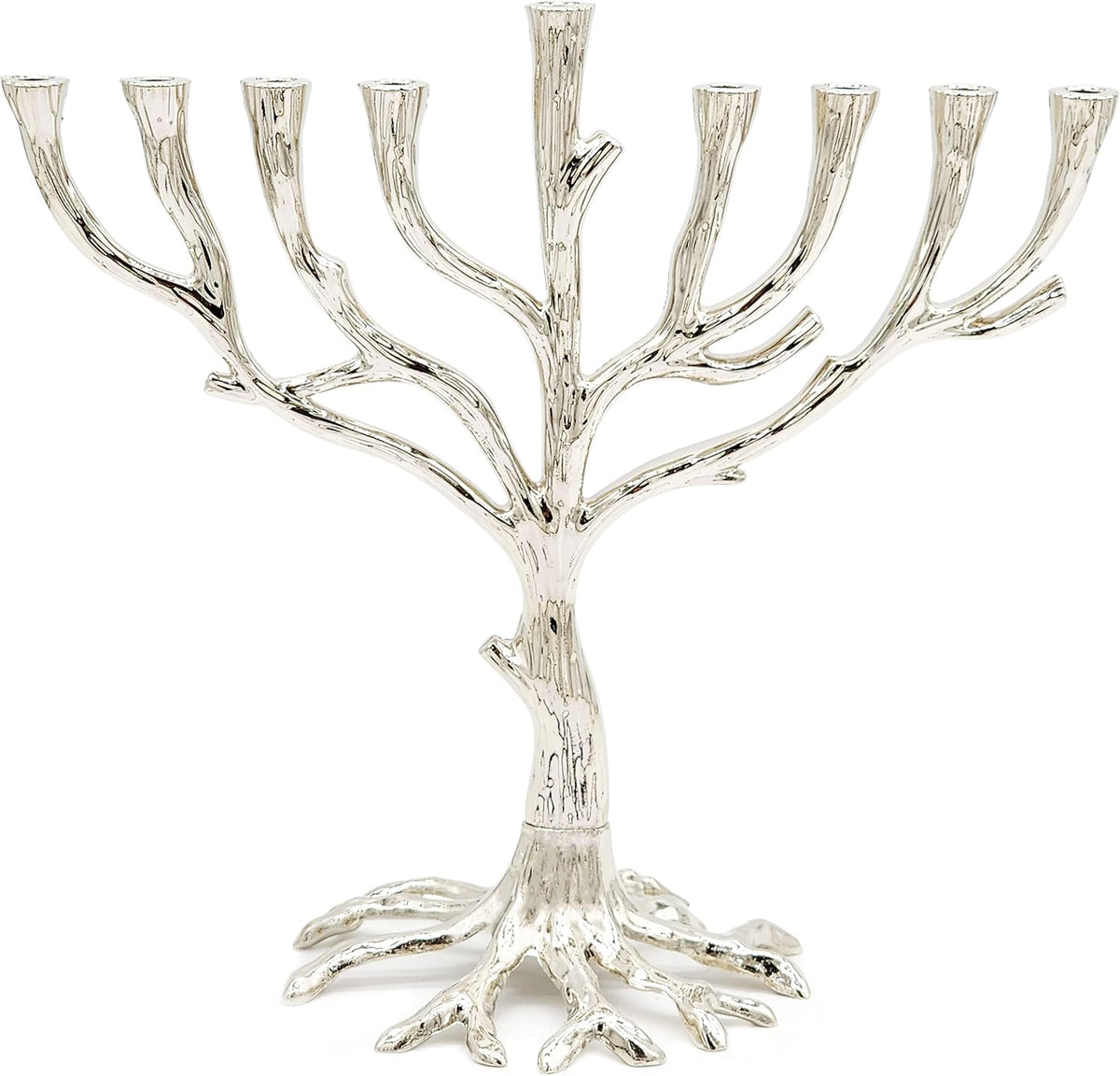 Tree of Life Nickel Finish Full Size 10 Inches for Hanukkah Fits Standard Chanukah Candles - Collectible Artistic
