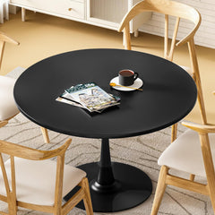 Inspired Saarinen Style Black Round Dining Table, 39.1" Tulip Kitchen Dining Table for 4-5 People with MDF Top & Pedestal Base, Mid-Century