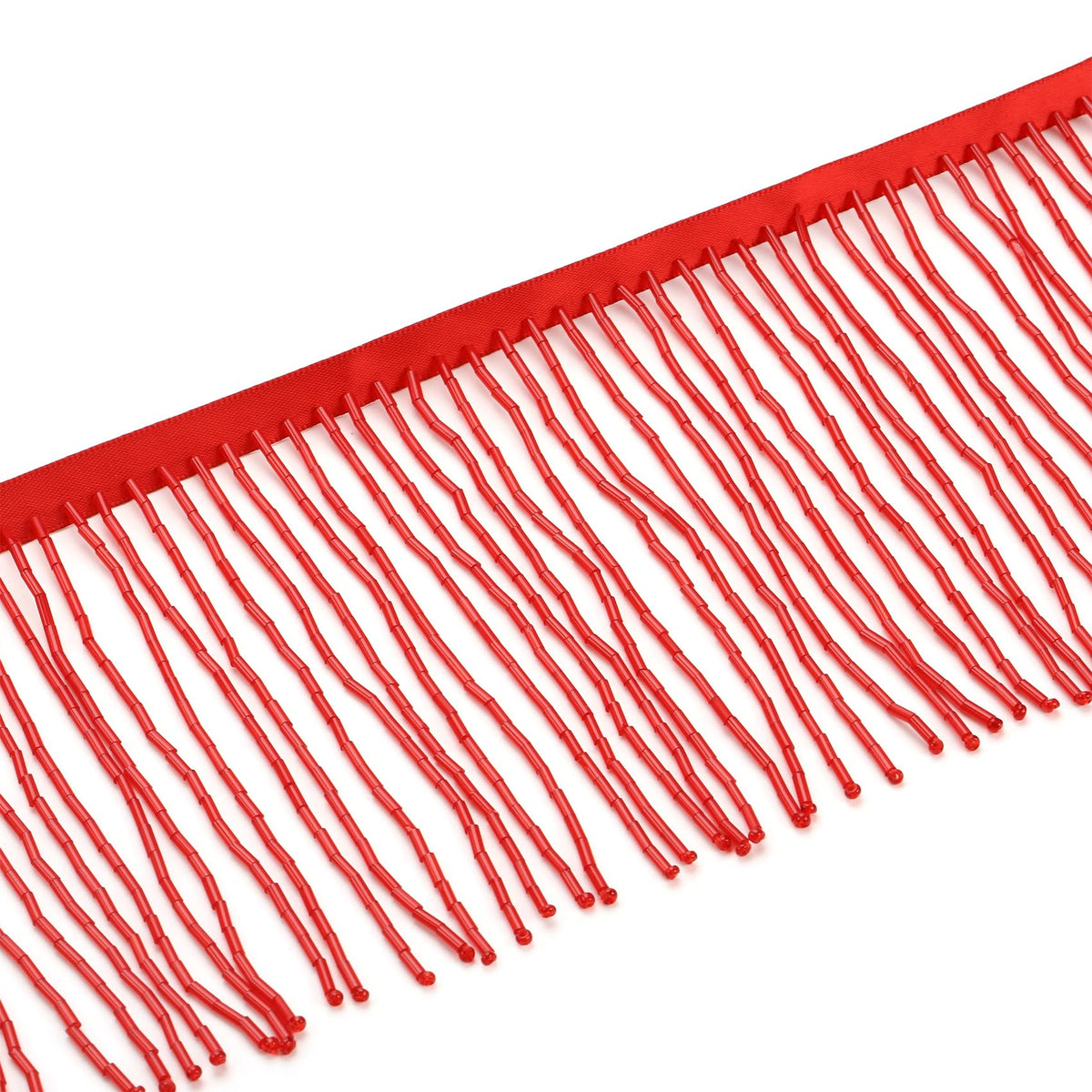 Beaded Fringe Trim,Ribbon Tassel Fringe Trim 4 Inch Wide 2 Yards Long for Crafts DIY Dress Clothes Decoration (Red)