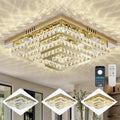 34 Inch Smart Gold Crystal Chandelier with Remote and App Control