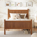 Twin Platform Bed Frame with Headboard & Footboard, Modern Farmhouse Wood Grain Flat Panel Bed for Kids, Teens, Small