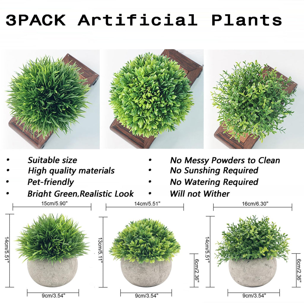 3 Pack Mini Fake Plants, Artificial Potted for Desk & Shelf