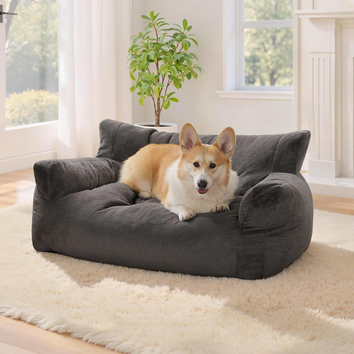 43.4" Dog Couch for Small Medium Breed Pet Sofa Bed Grey