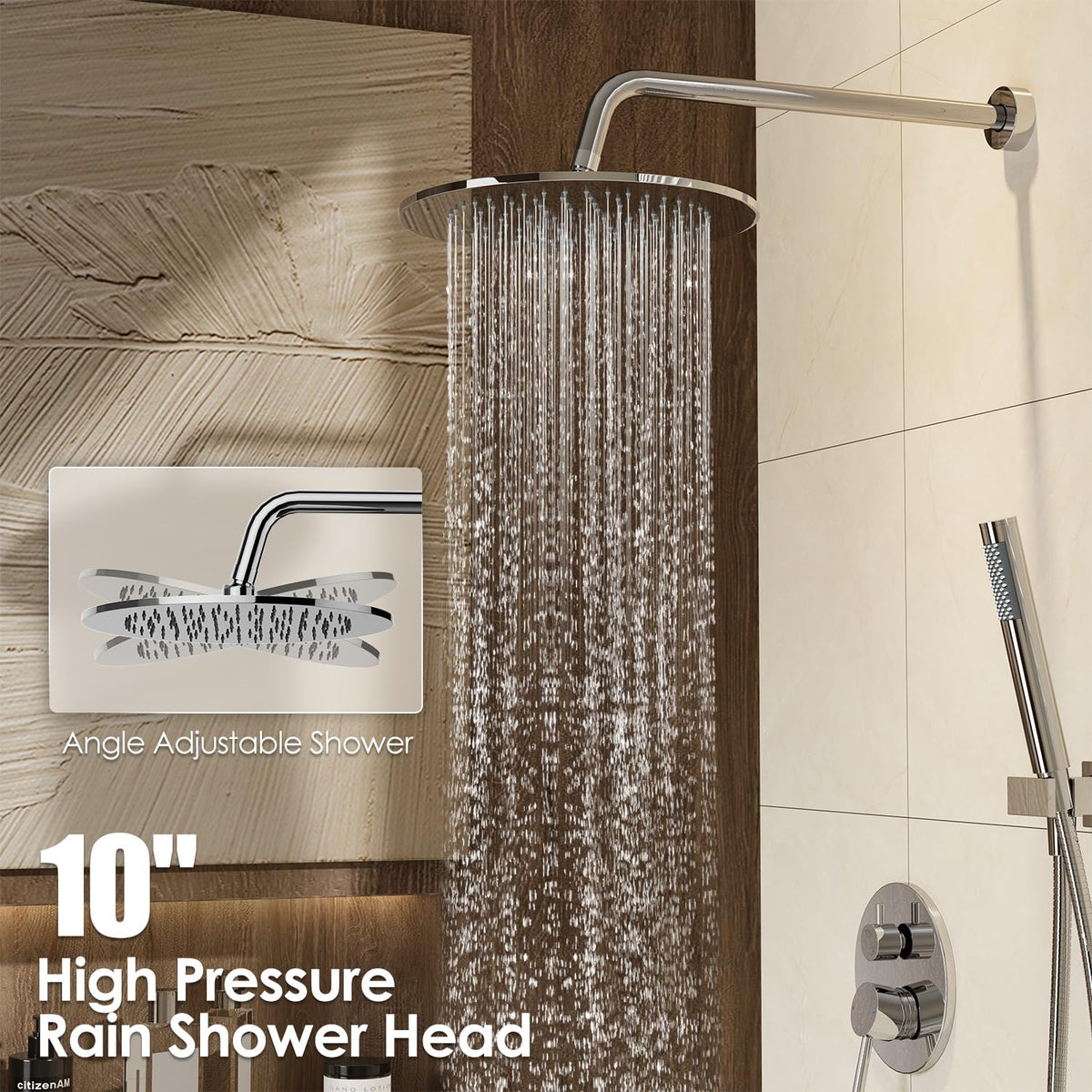 Shower System, 10" Wall Mounted Shower Faucet Set, Chrome