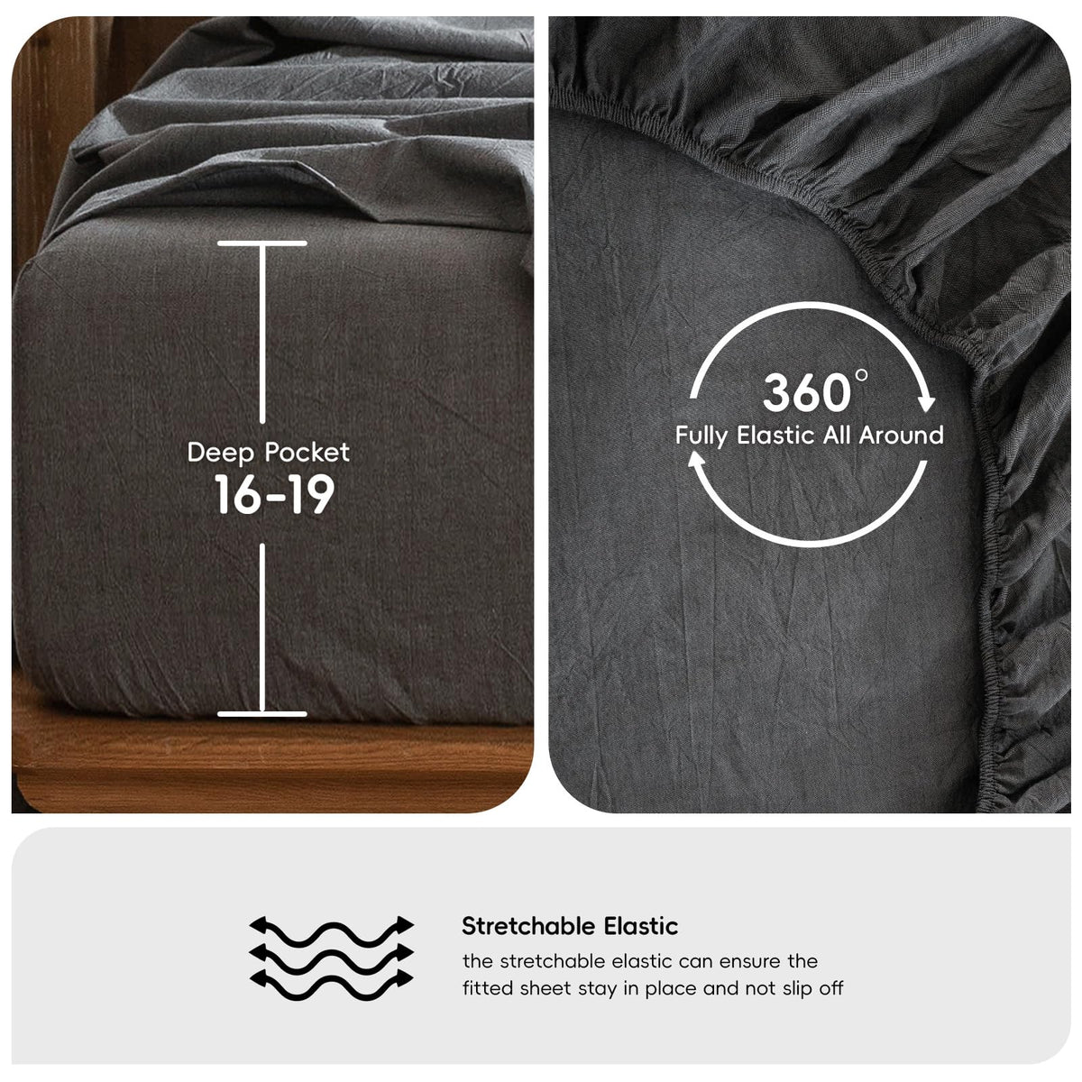 Sheet Set 100% Washed Cotton Linen-Like Extra Deep Pocket