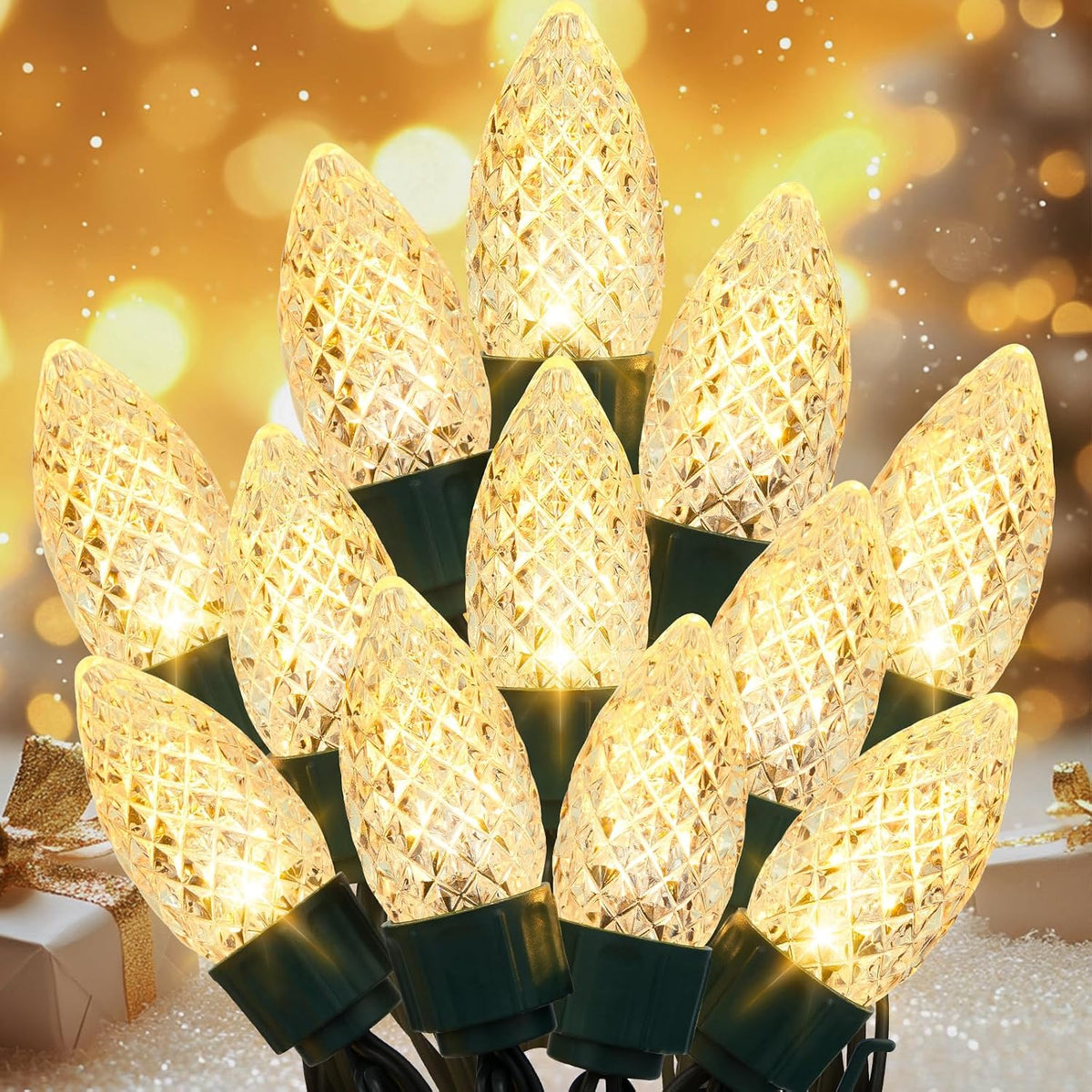 100 LED C9 Christmas Lights Outdoor: 66 FT 8 Modes Plug in Connectable C9 Warm White Christmas Lights for Tree Roof
