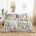 Colorful Paisley Floral Duvet Cover Queen 100% Cotton 3 Pcs Set