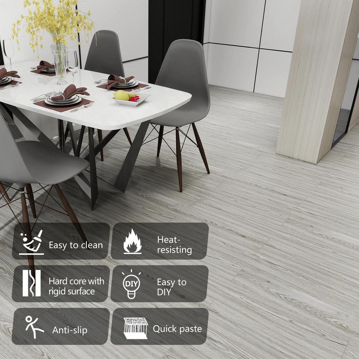 Peel and Stick Floor Tiles Waterproof Self Adhesive Vinyl Flooring