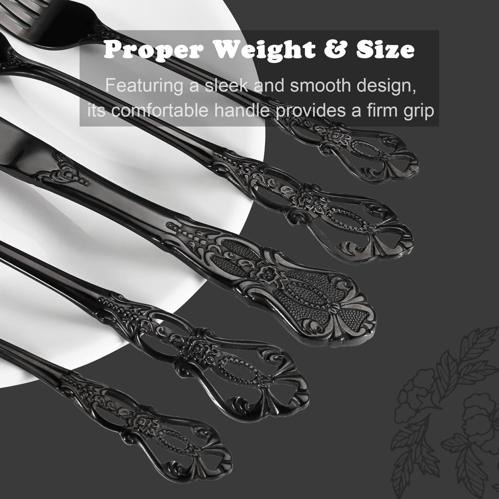 Gorgeous Retro Royal Black Stainless Steel 20-Piece Flatware Set