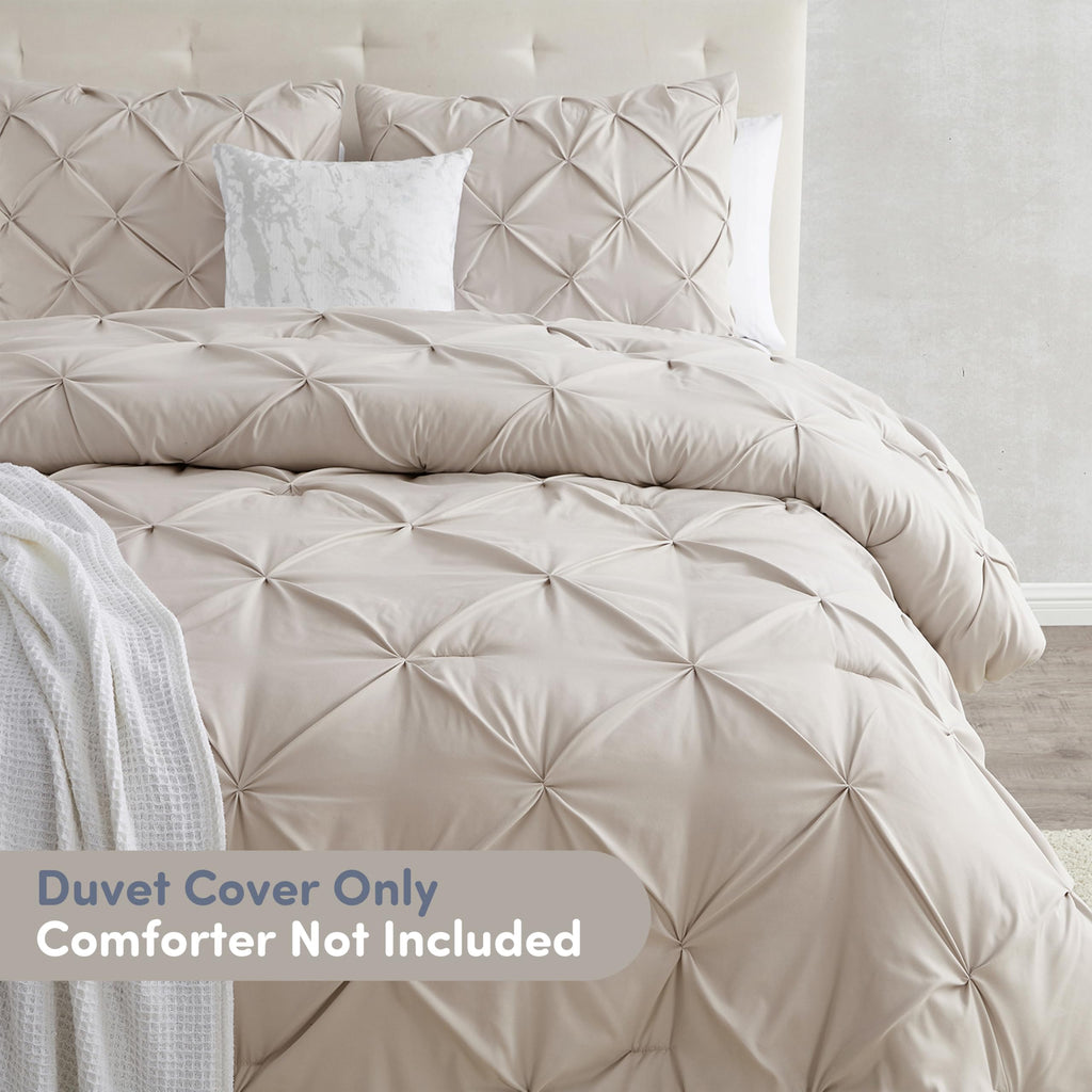 Duvet Cover Set Linen - Soft Double Brushed Duvet Set with Button Closure & Corner Ties, 2 Piece Luxurious Pinch