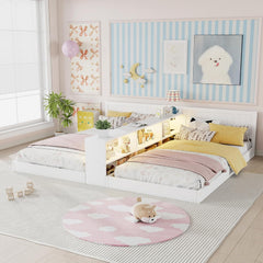 Double Wooden Floor Bed Frame, White