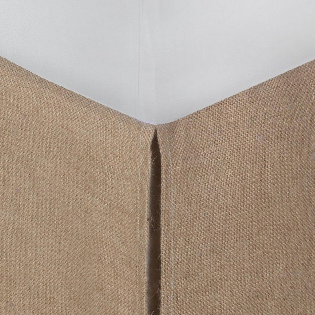 BM307051 15 in. Kuma Polyester Burlap Drop Twin Size Bed Skirt with Spilt Corners Brown